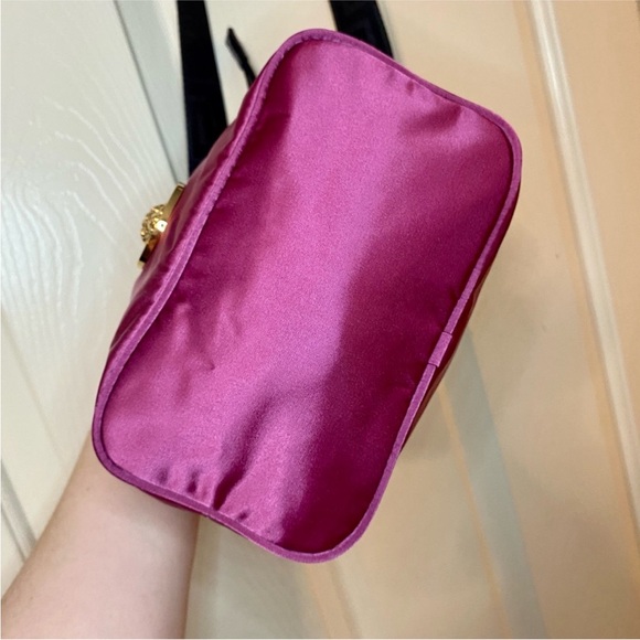 NEW!!! Versace Deep Fuschia Nylon and Black Leather Drawstring Bucket Bag - Picture 11 of 15